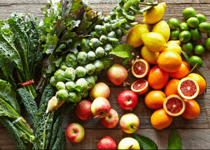 a group of fruits and vegetables on a wood surface Healthy Weight Loss Diets Almondsbury